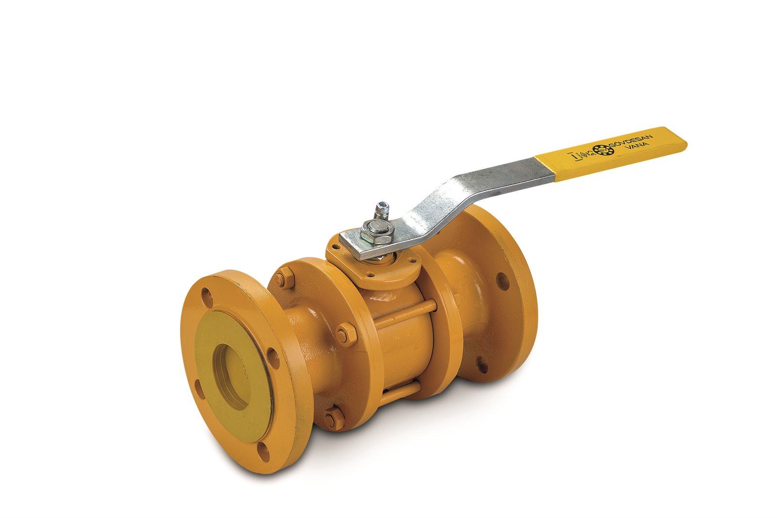PN 40- Flanşlı Doğalgaz Küresel Vana - 3 Parçalı - Karbon Çelik